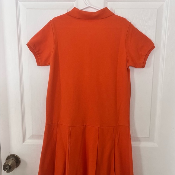 New Land's End Girls 8 School Uniform Polo Dress Pleat Orange Short Sleeve NWOT - Picture 4 of 8